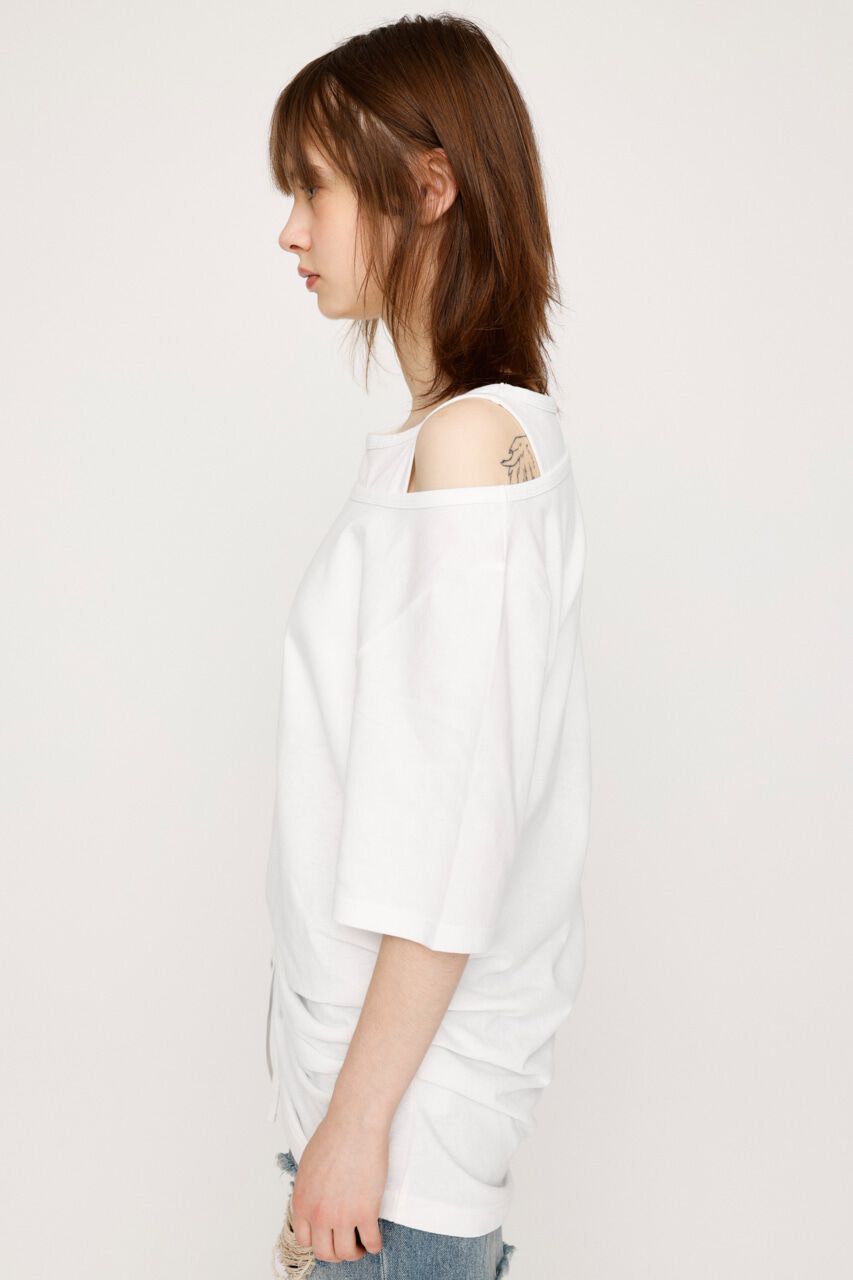 SLY「CROSS NECK SHIRRING HEM トップス」|Tシャツ・カットソー|