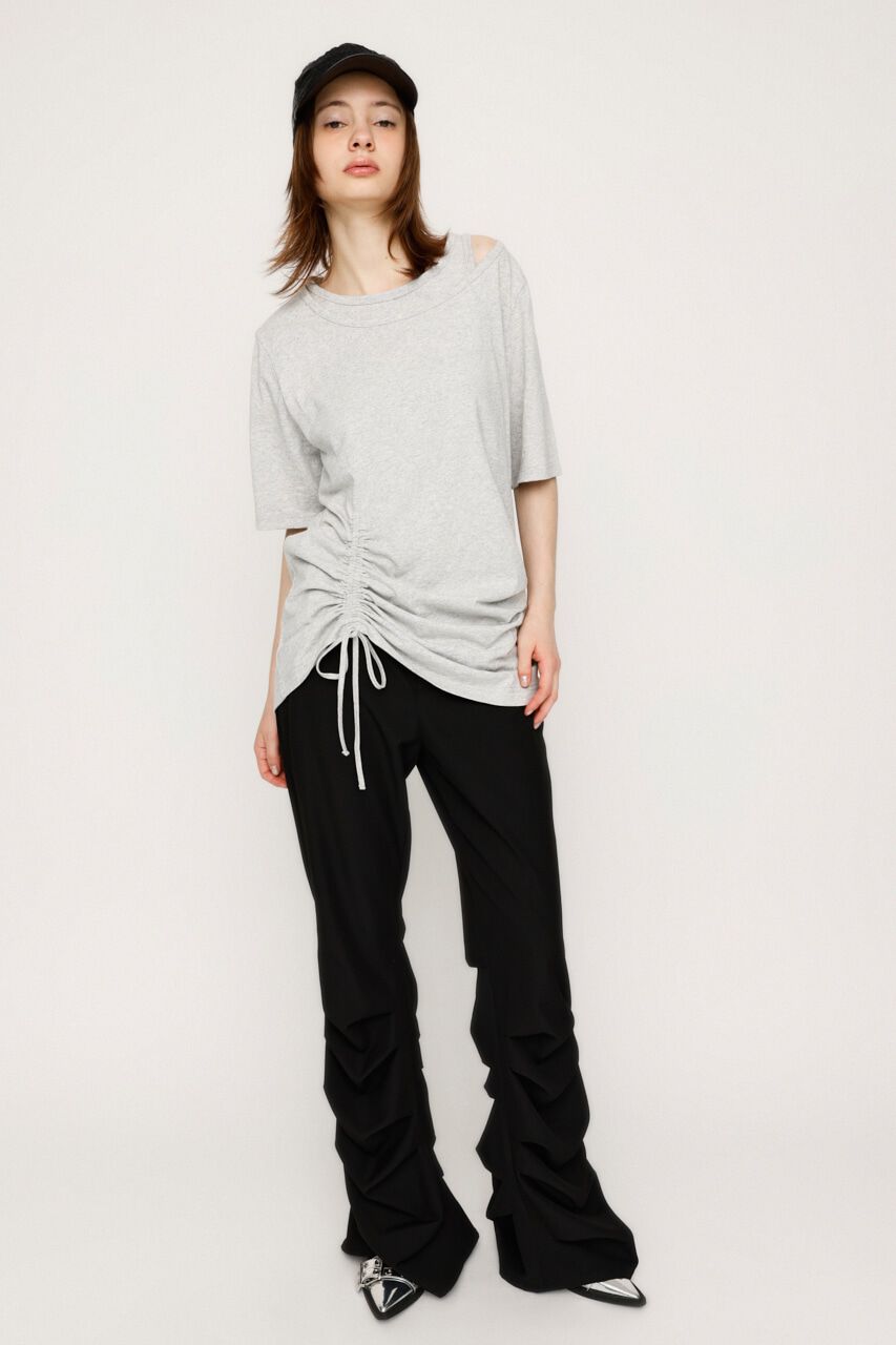 SLY「CROSS NECK SHIRRING HEM トップス」|Tシャツ・カットソー|