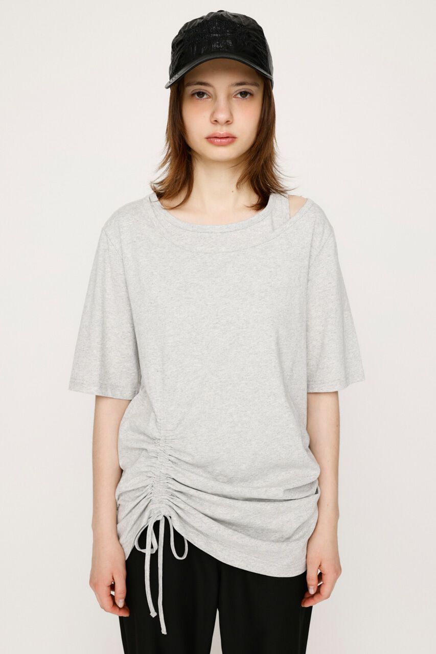 SLY「CROSS NECK SHIRRING HEM トップス」|Tシャツ・カットソー|