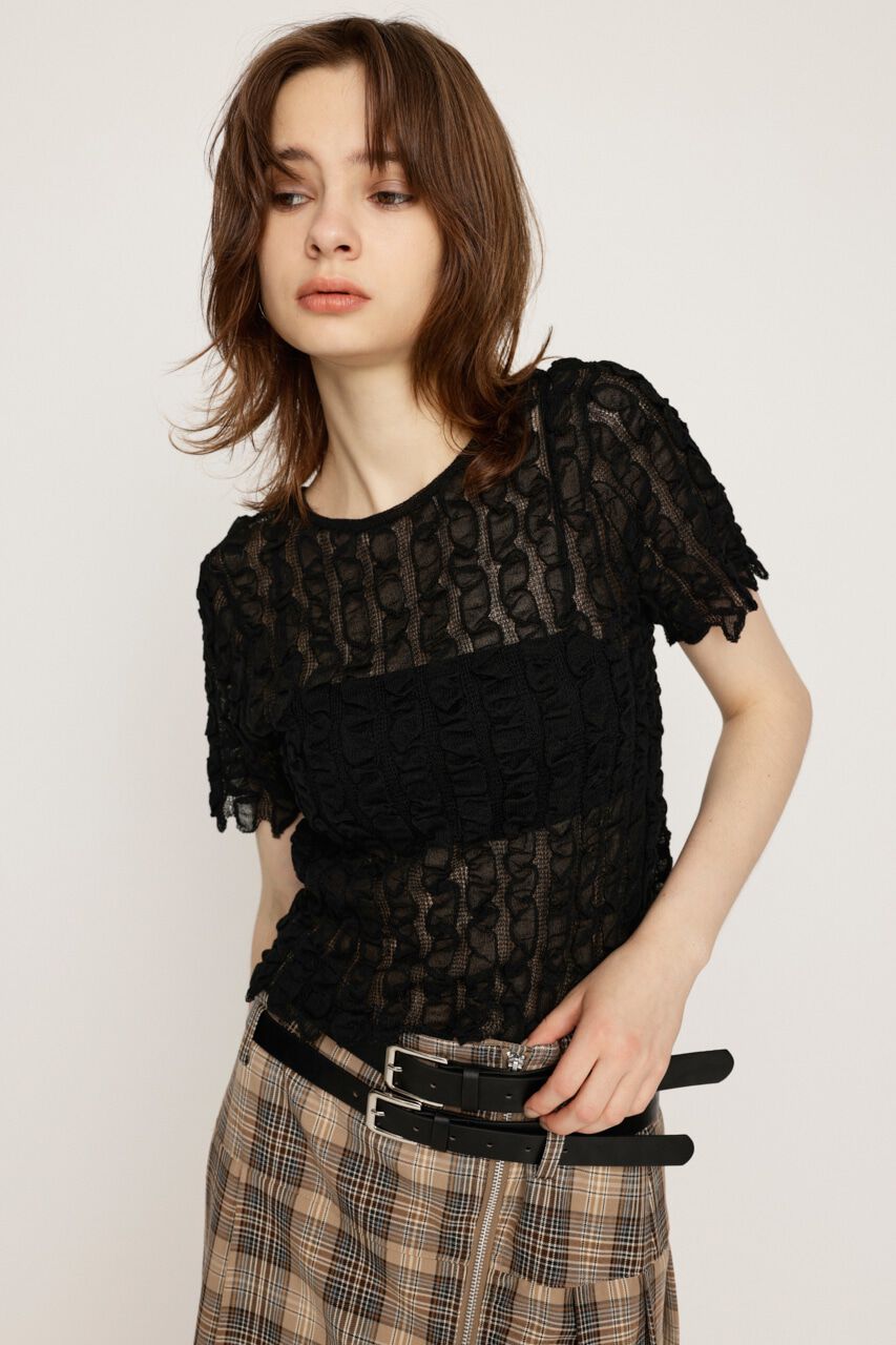 SLY「SHEER 2WAY トップス」|ニット・セーター|BLK