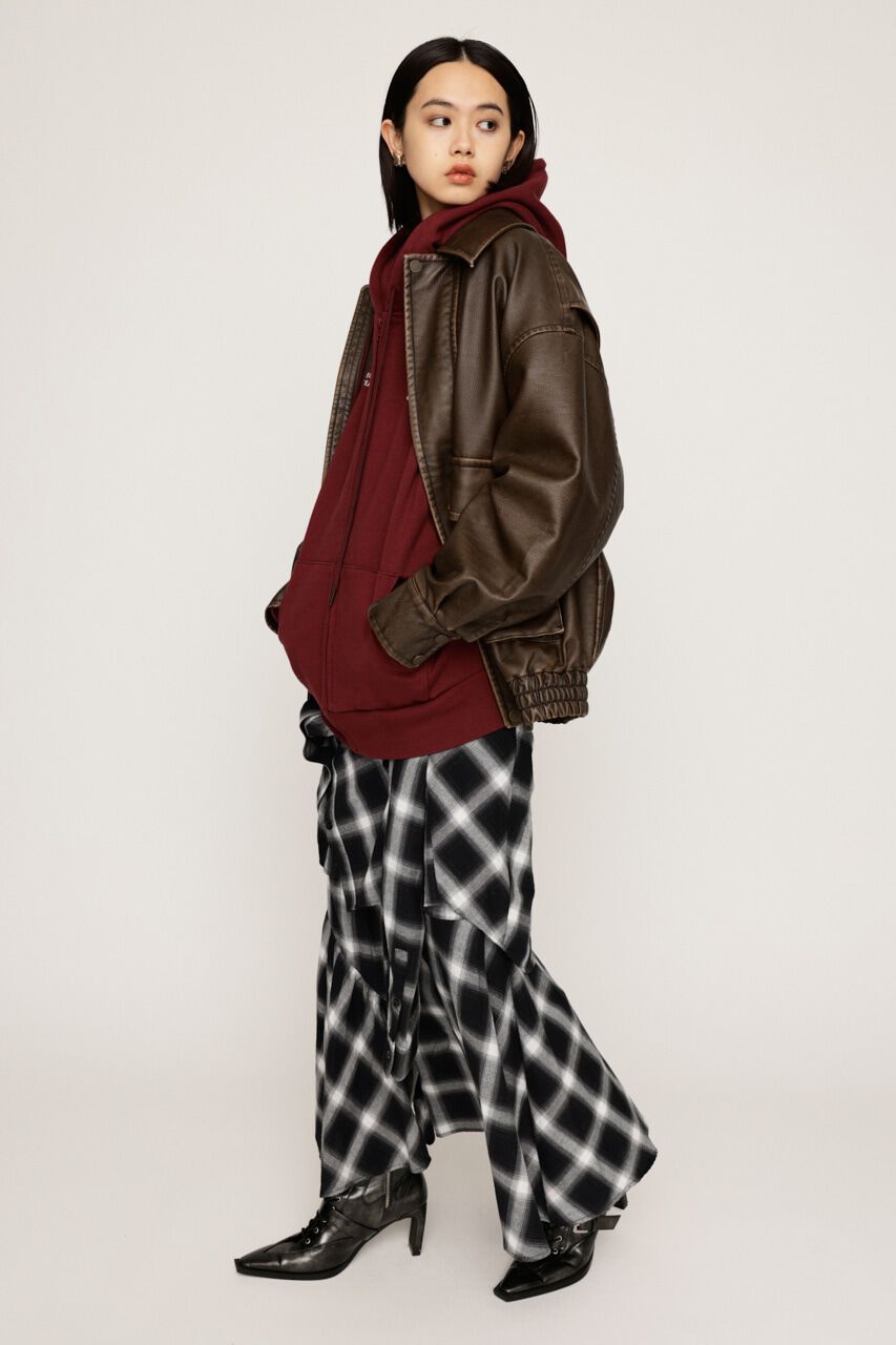 SLY「AGING F／LEATHER FLIGHT ジャケット」|ブルゾン・スタジャン|