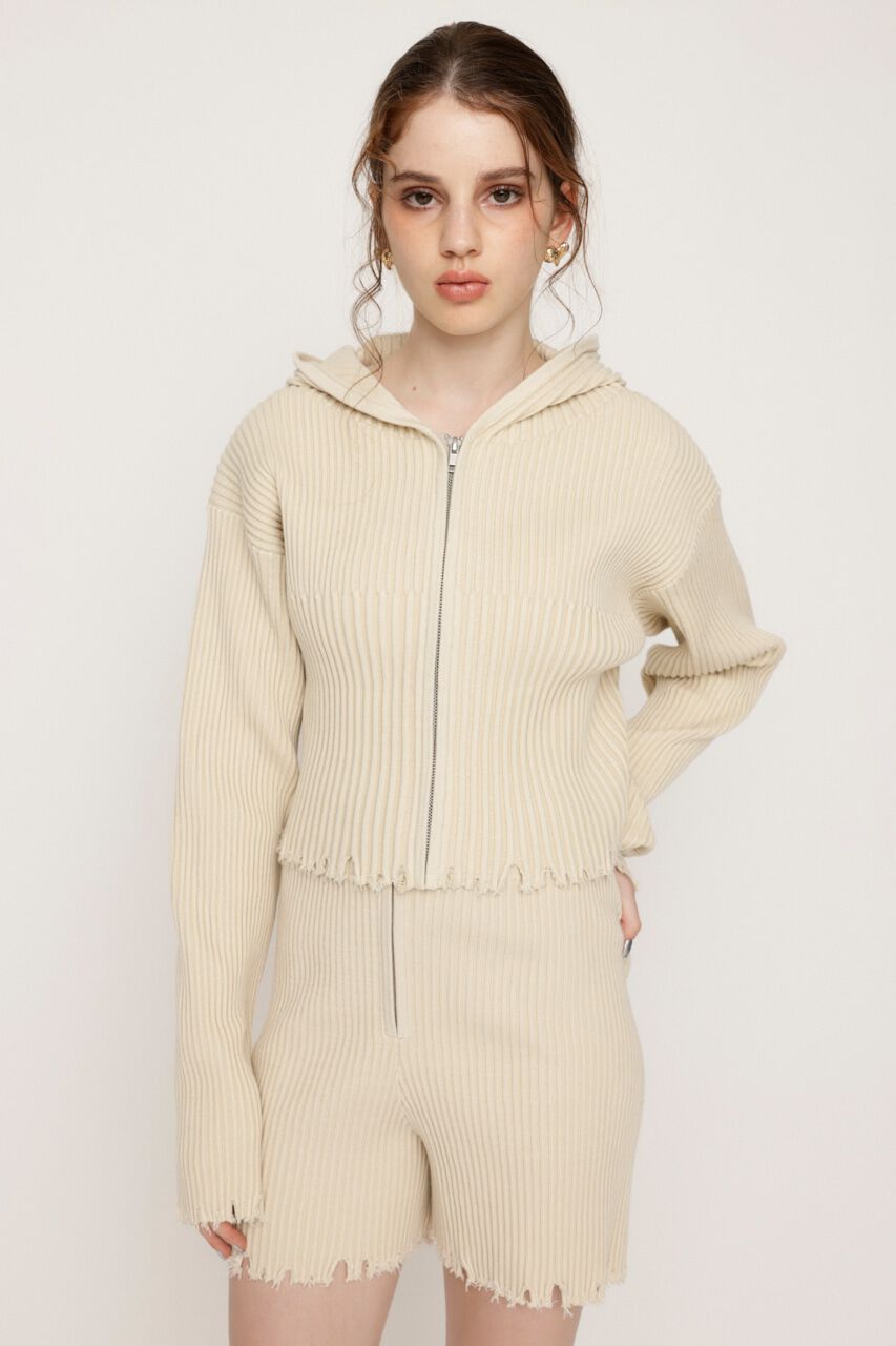 SLY「CRUSH KNIT HOODIE」|カーディガン|