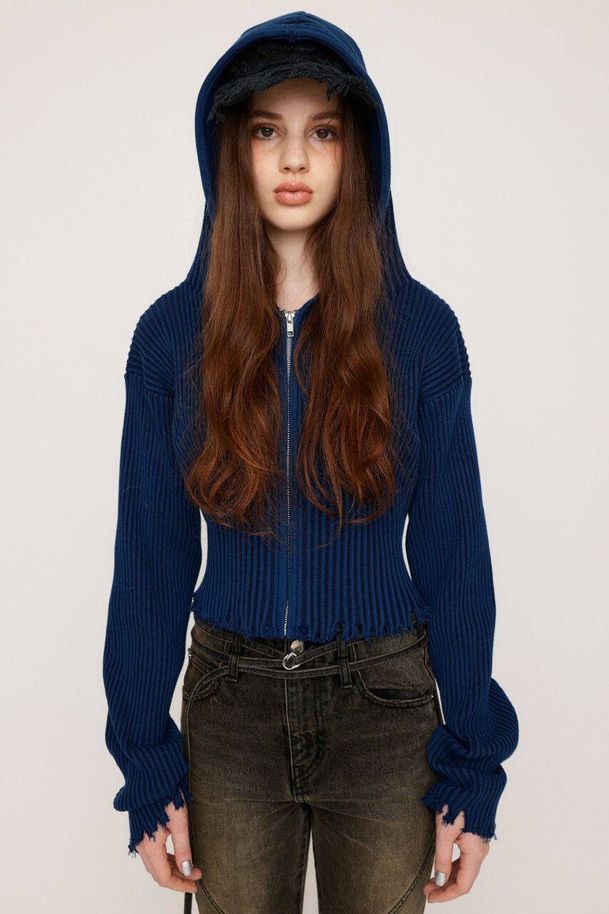 SLY「CRUSH KNIT HOODIE」|カーディガン|