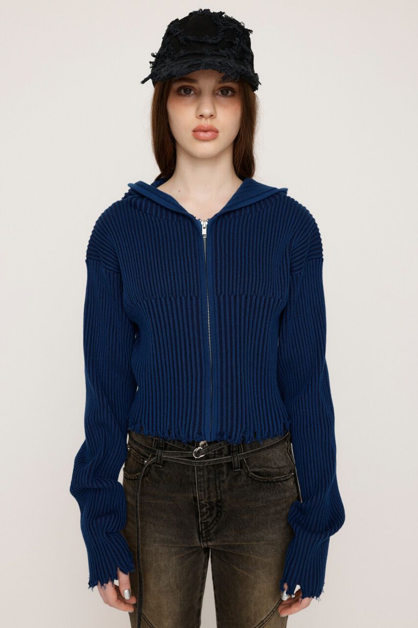 SLY「CRUSH KNIT HOODIE」|カーディガン|