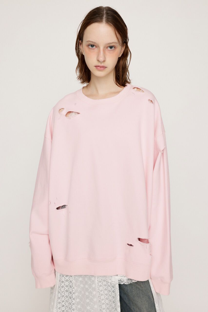 SLY「CRUSHED OVER SWEAT トップス」|Tシャツ・カットソー|L/PNK1