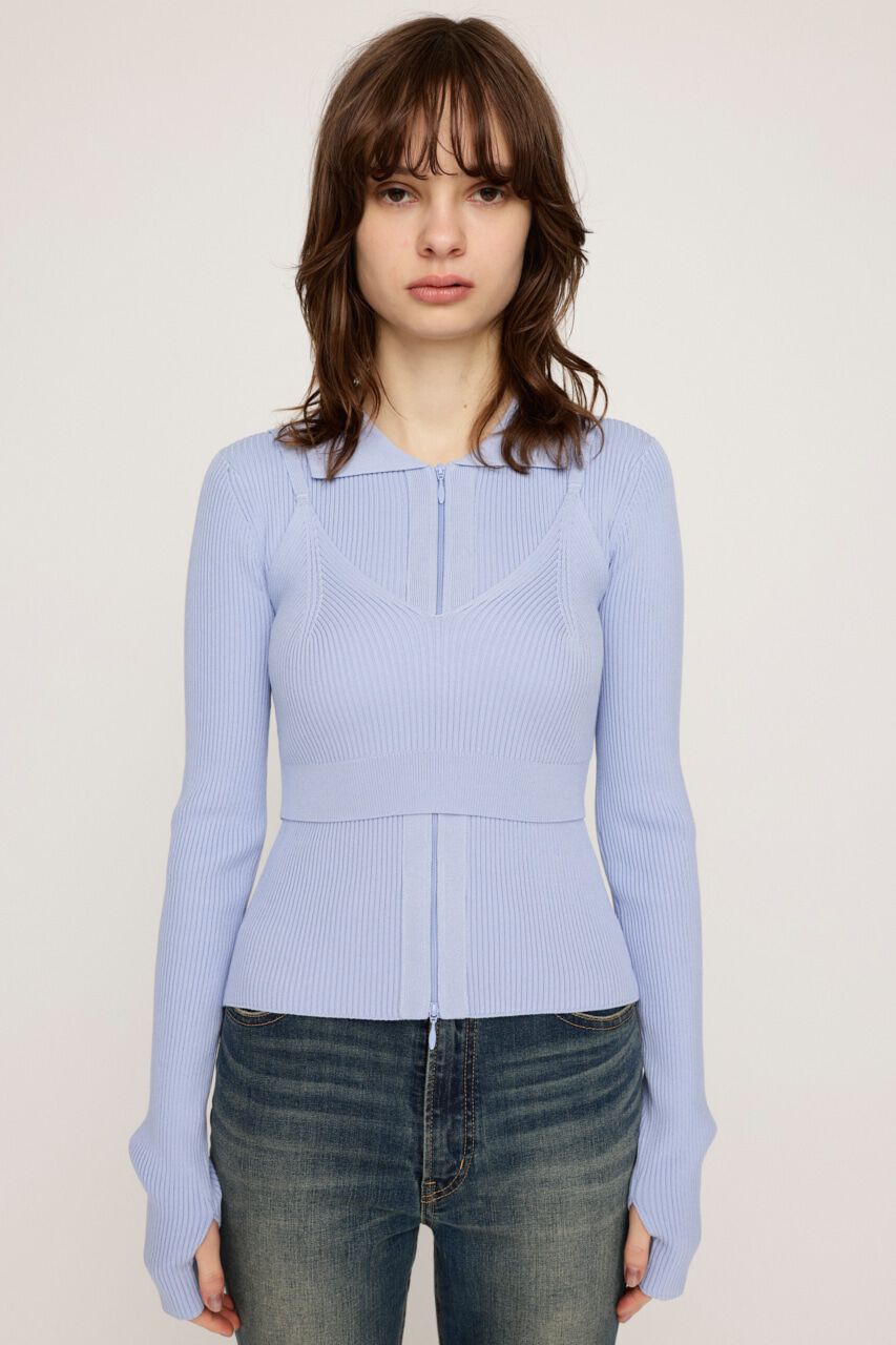 SLY「FRONT ZIP HG 2P トップス」|ニット・セーター|