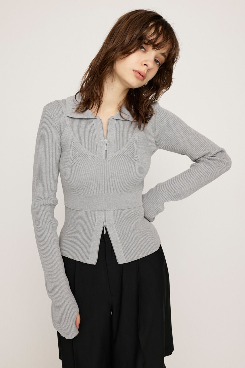 SLY「FRONT ZIP HG 2P トップス」|ニット・セーター|