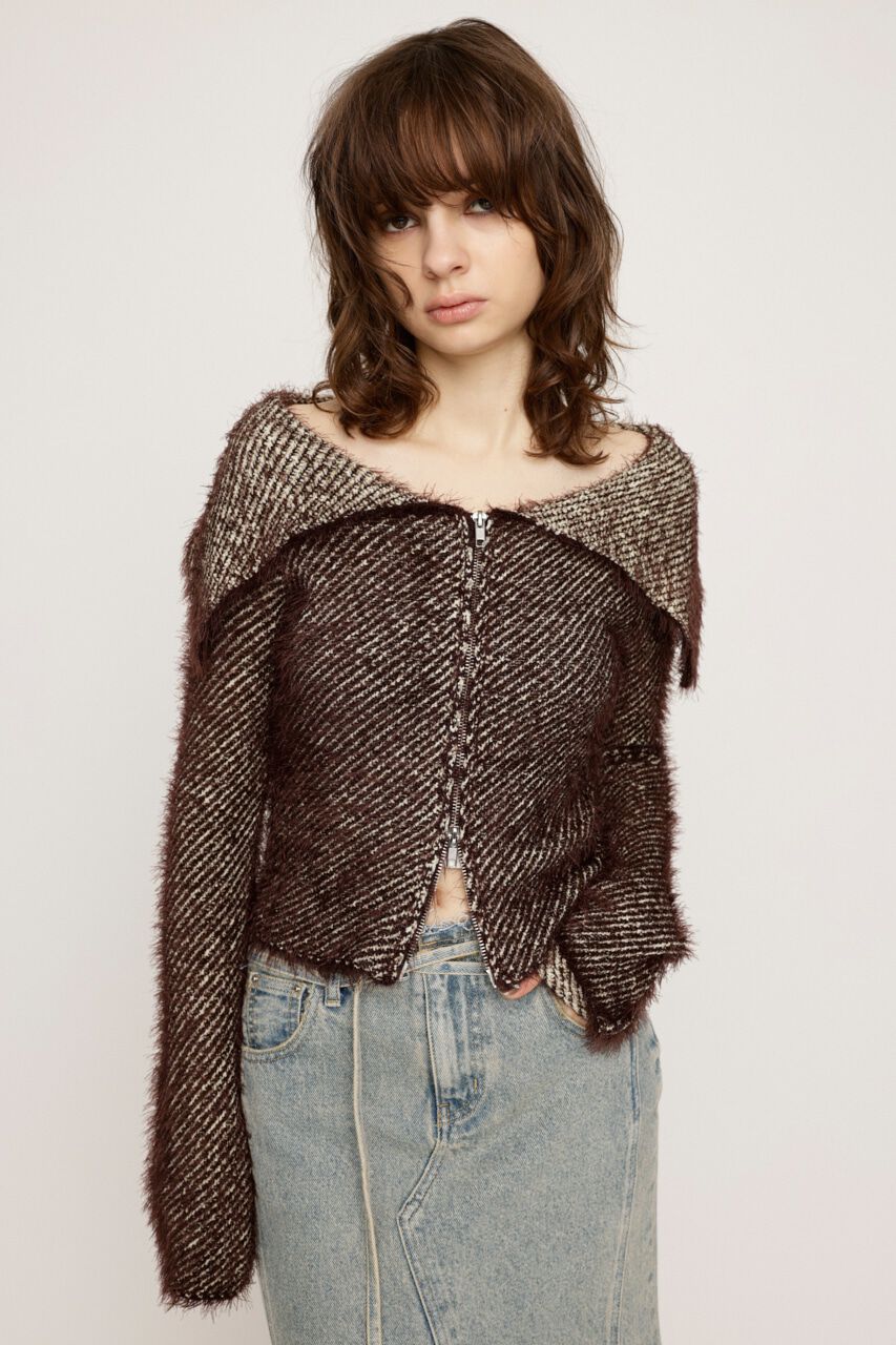 SLY「SHAGGY STRIPE MG トップス」|ニット・セーター|BRN