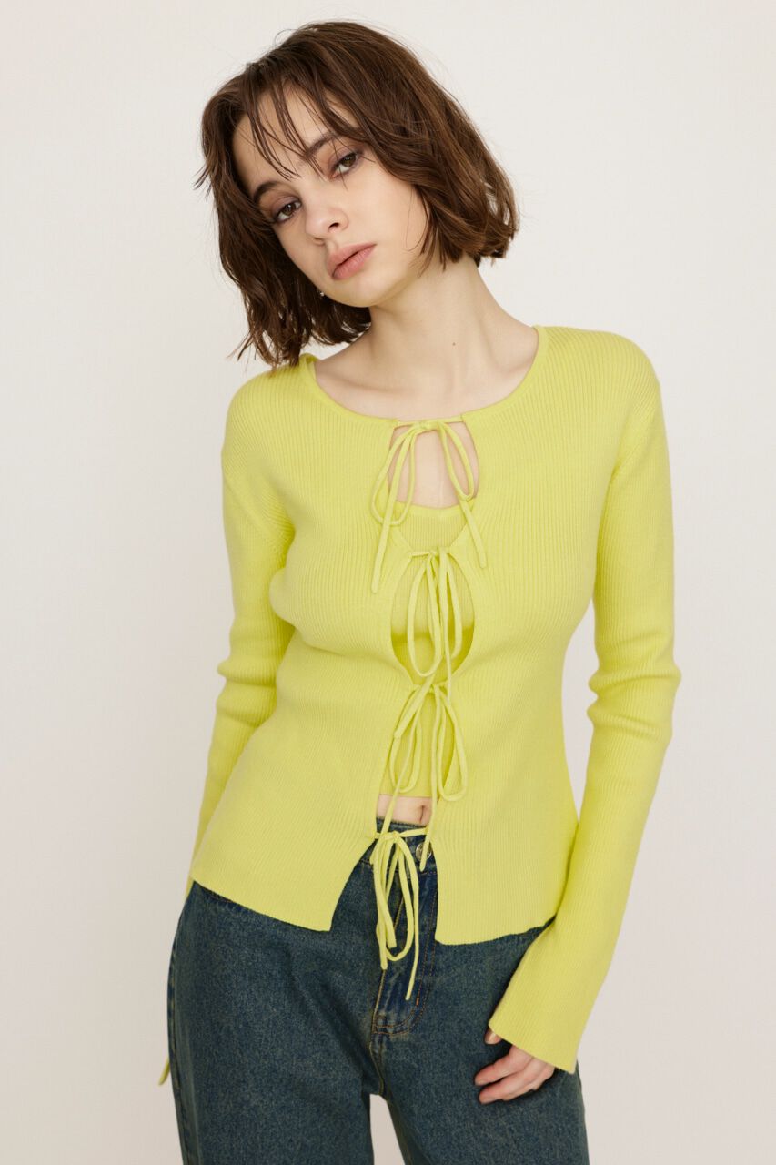 SLY「MANYWAY RIBBON KNIT トップス」|ニット・セーター|L/YEL1
