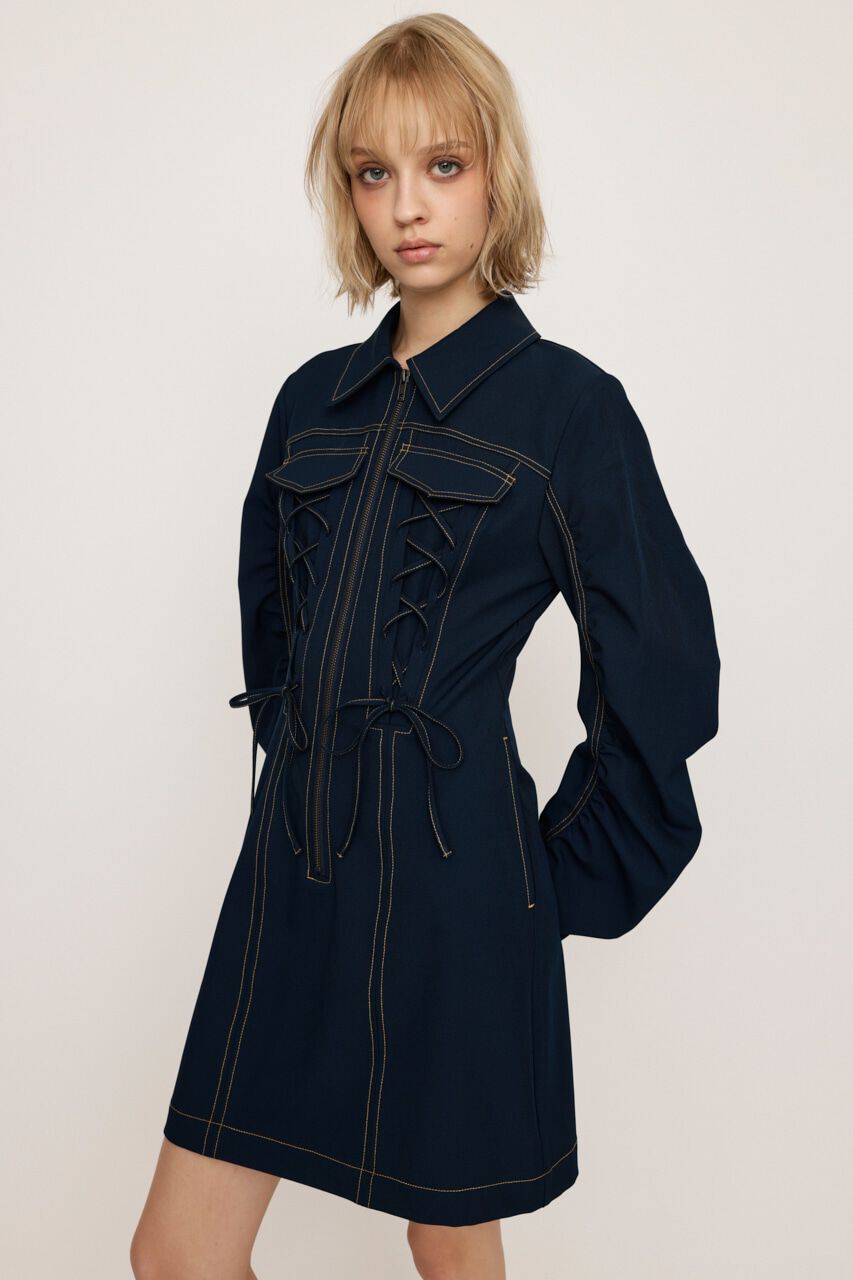 SLY「LACE UP GATHER ショートワンピース」|ワンピース|