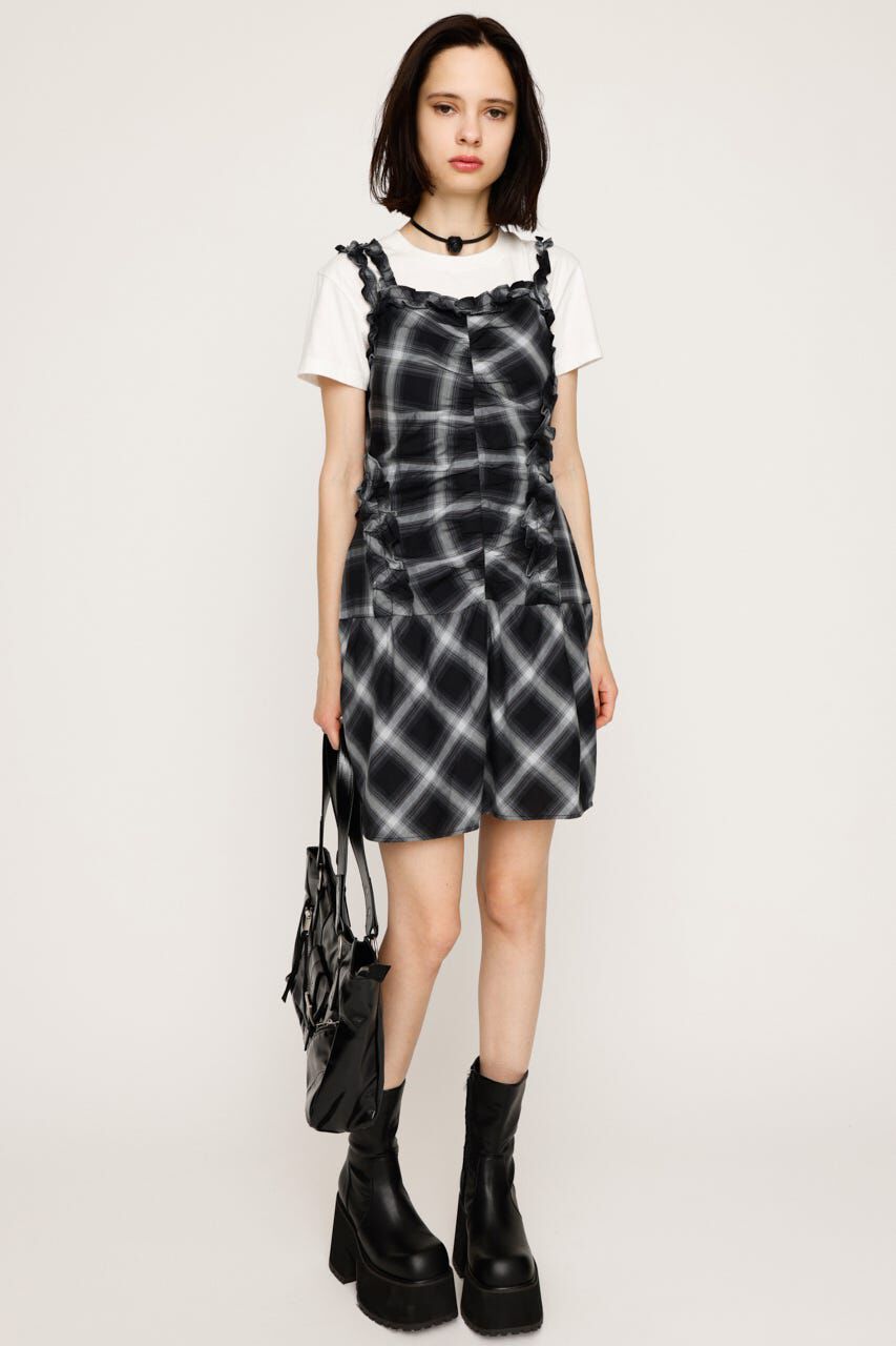 SLY「CHECK FRILL ショートワンピース」|ワンピース|