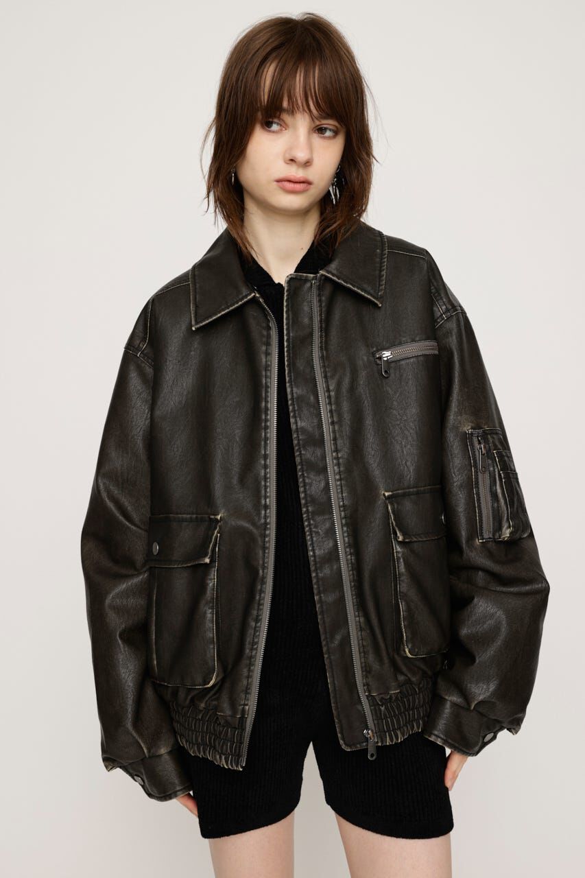 SLY「VINTAGE F／LEATHER S／ブルゾン」|ブルゾン・スタジャン|
