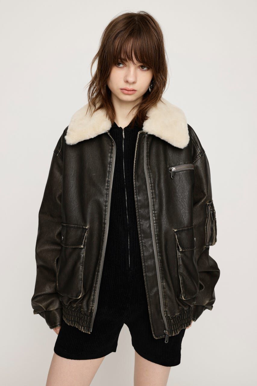 SLY「VINTAGE F／LEATHER S／ブルゾン」|ブルゾン・スタジャン|