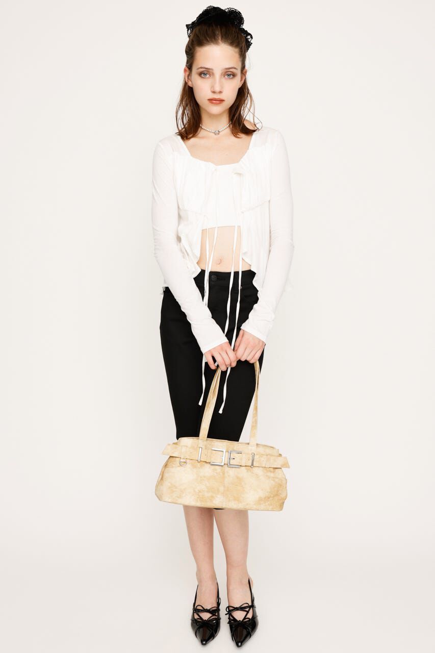 SLY「SQUARE NECK RIBBON トップス」|カーディガン|