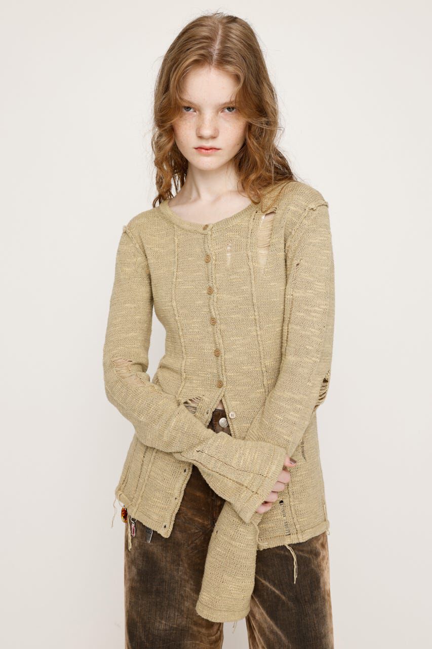 SLY「FRONT BUTTON CRASH カーディガン」|カーディガン|