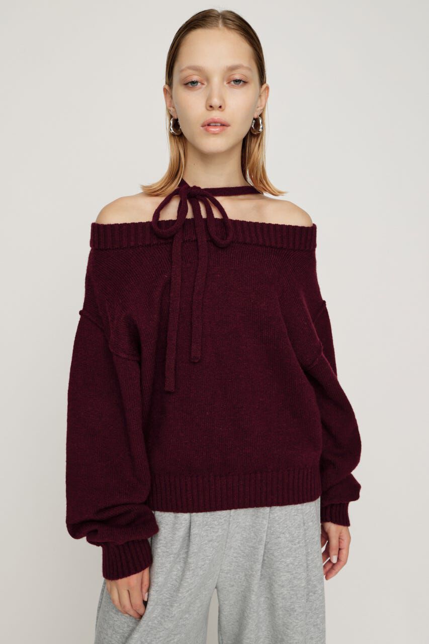 SLY「2WAY SHOULDER KNIT トップス」|ニット・セーター|D/RED3