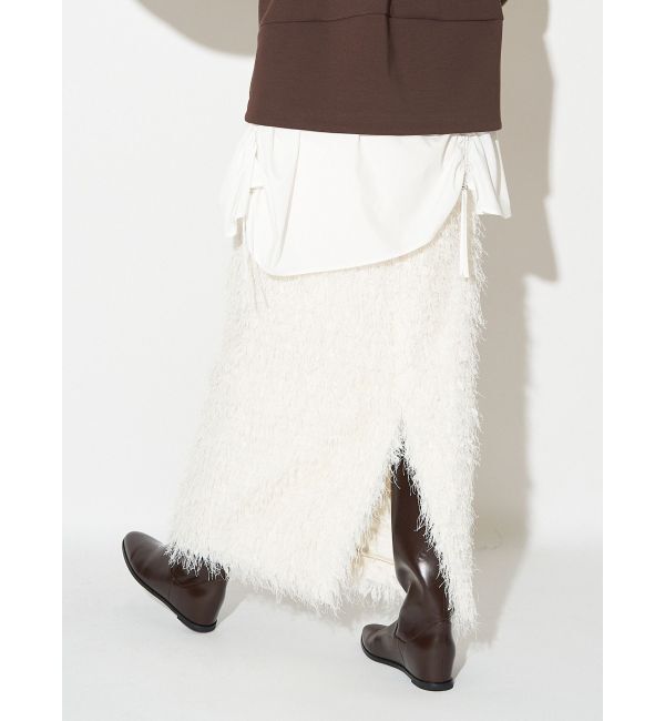 ELENDEEK「FEATHER YARN STRAIGHT SK」|スカート|オフホワイト