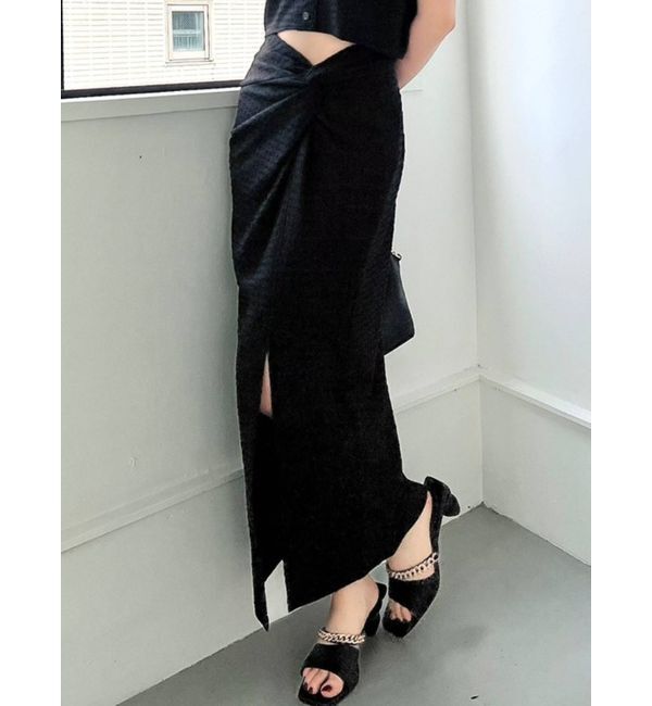 RESEXXY「ツイストクロスロングスカート【セットアップ着用可能】」|スカート|ブラック