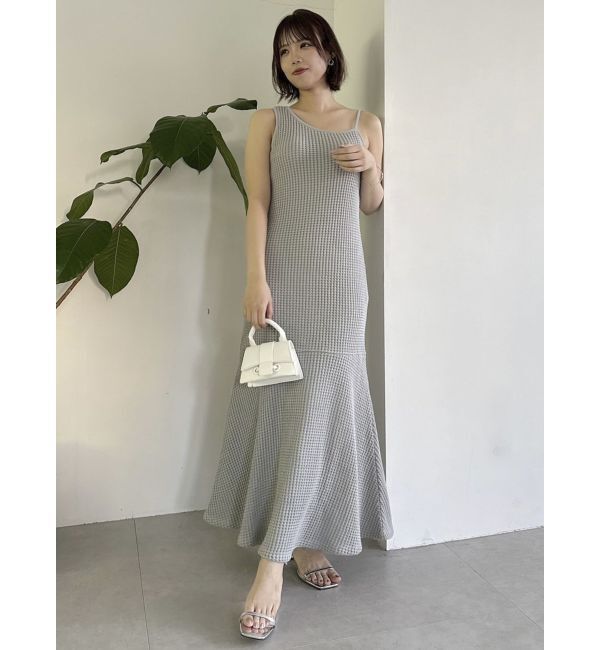 dazzlin「【WEB限定】ワッフルアシメマーメイドワンピース」|ワンピース|グレー