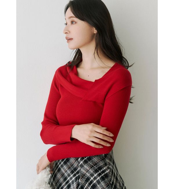 MERCURYDUO「アシメドレープコンパクトニット」|ニット・セーター|