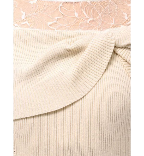 MERCURYDUO「レース切替オフショルニットワンピース」|ワンピース|