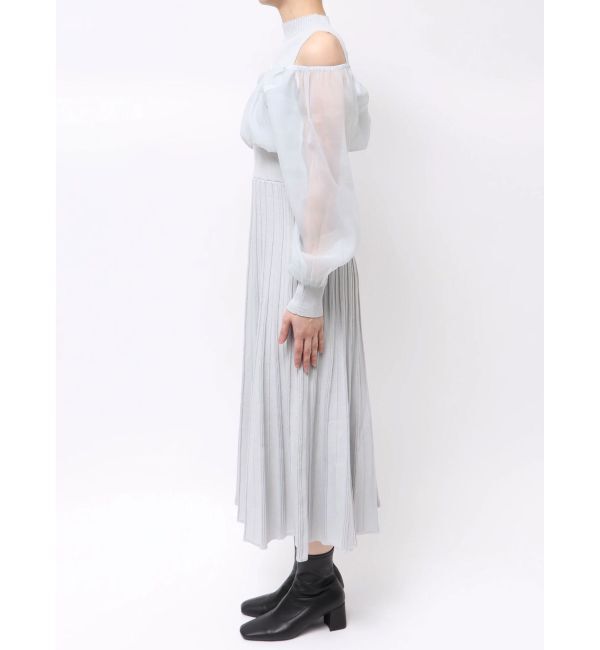 MERCURYDUO「異素材ドッキングプリーツフレアニットワピース」|ワンピース|