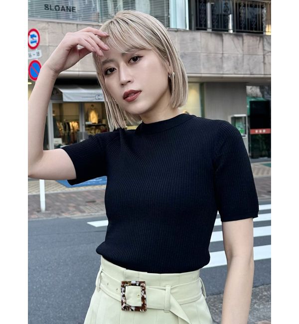 MURUA「ハーフスリーブタイトリブニット」|ニット・セーター|