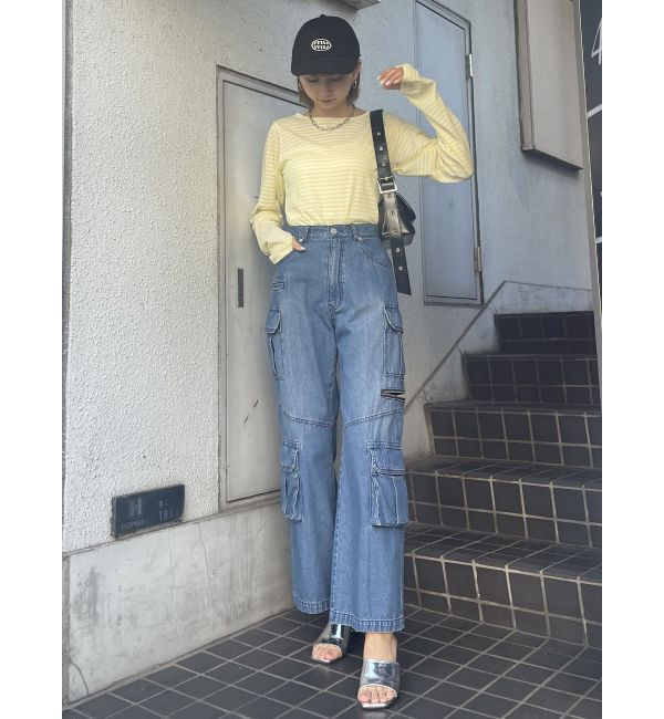 MURUA「ボーダーサムホールトップス【WEB限定】【Tシャツ】」|Tシャツ・カットソー|