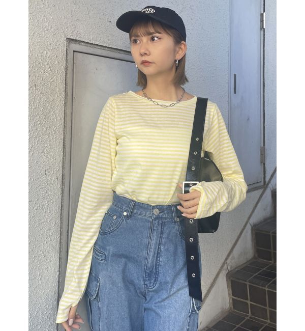 MURUA「ボーダーサムホールトップス【WEB限定】【Tシャツ】」|Tシャツ・カットソー|