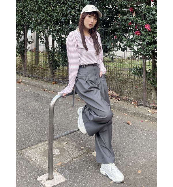 MURUA「ボーダーサムホールトップス【WEB限定】【Tシャツ】」|Tシャツ・カットソー|