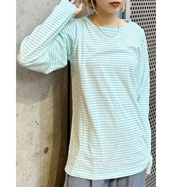 MURUA「ボーダーサムホールトップス【WEB限定】【Tシャツ】」|Tシャツ・カットソー|ブルー