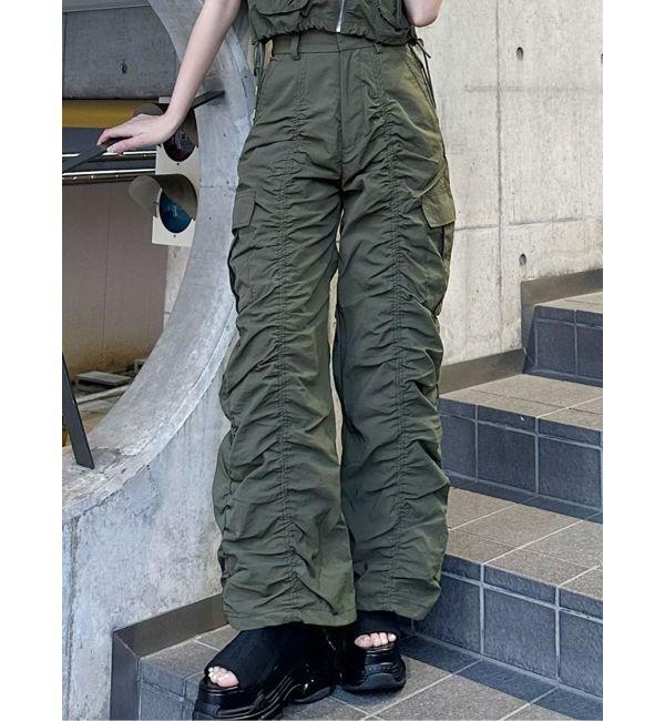 MURUA「シャーリングカーゴパンツ【セットアップ着用可】」|その他|カーキ