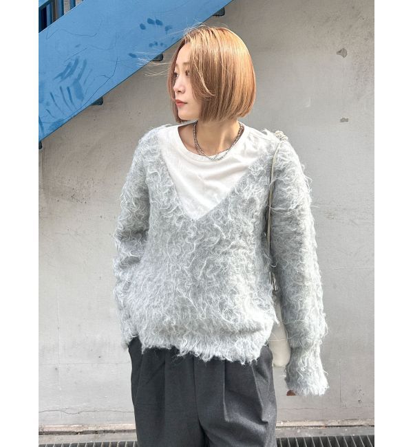 Ungrid「Vネック起毛ルーズニット」|ニット・セーター|
