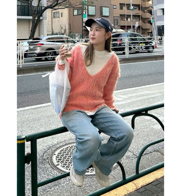 Ungrid「Vネック起毛ルーズニット」|ニット・セーター|