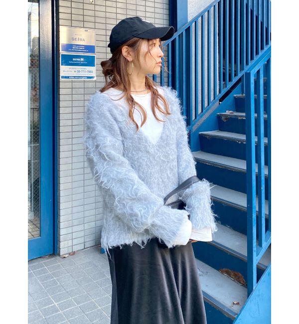 Ungrid「Vネック起毛ルーズニット」|ニット・セーター|