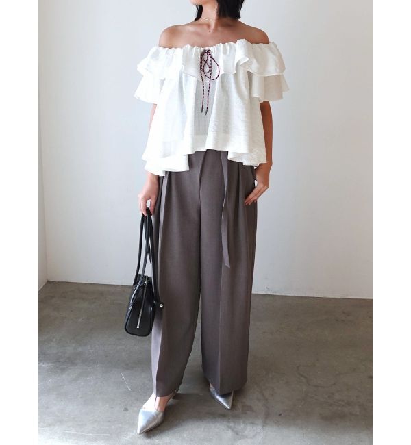 LAGUNAMOON「【FILA別注】フリルオフショルブラウス」|シャツ・ブラウス|