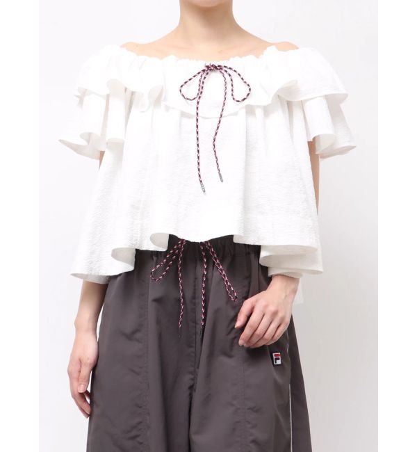 LAGUNAMOON「【FILA別注】フリルオフショルブラウス」|シャツ・ブラウス|