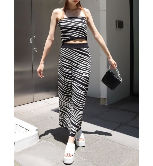 EVRIS「ジオメトリックニットベアトップ【セットアップ着用可能】」|チューブトップ|