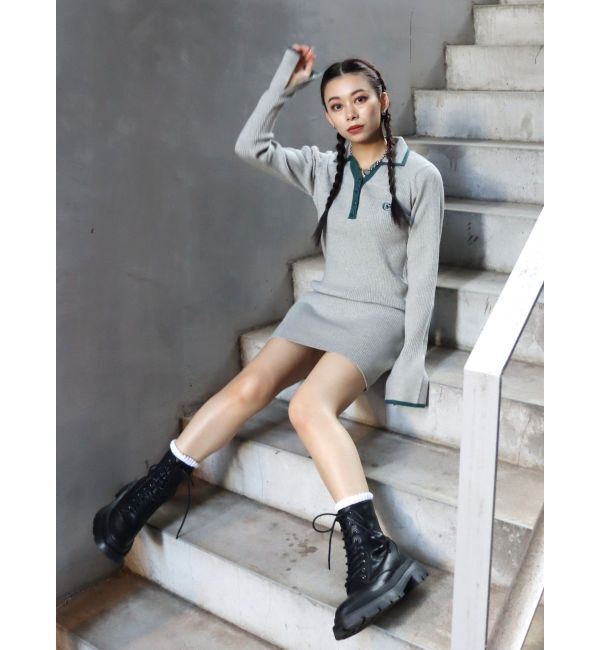 EVRIS「ワンポイントシャツミニニットワンピース」|ワンピース|