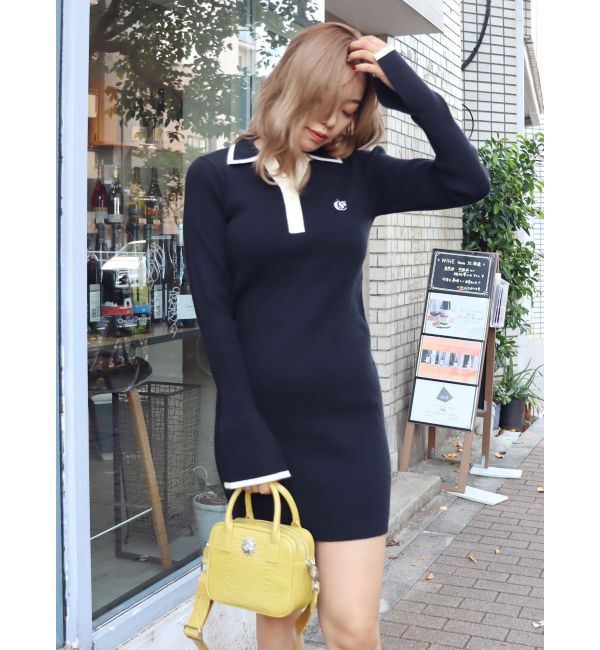 EVRIS「ワンポイントシャツミニニットワンピース」|ワンピース|