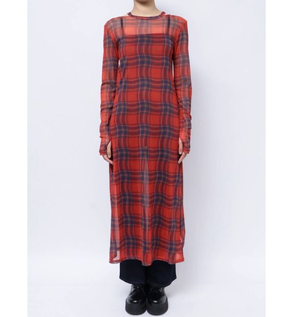 jouetie「チェックパターンシアーマキシワンピース」|ワンピース|