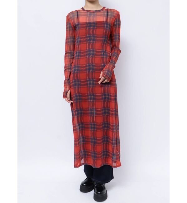 jouetie「チェックパターンシアーマキシワンピース」|ワンピース|