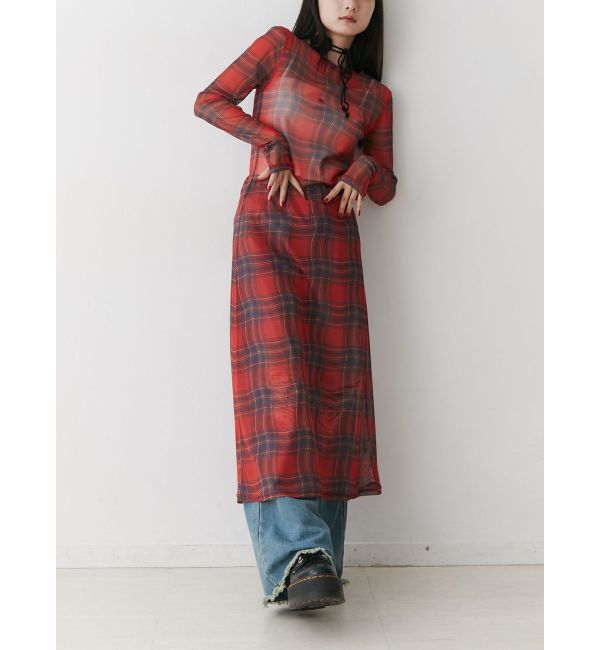 jouetie「チェックパターンシアーマキシワンピース」|ワンピース|