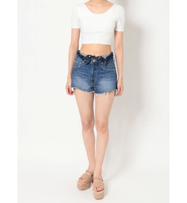 GYDA「REMAKEライク2WAYダブルウエストデニムショートパンツ」|デニム|