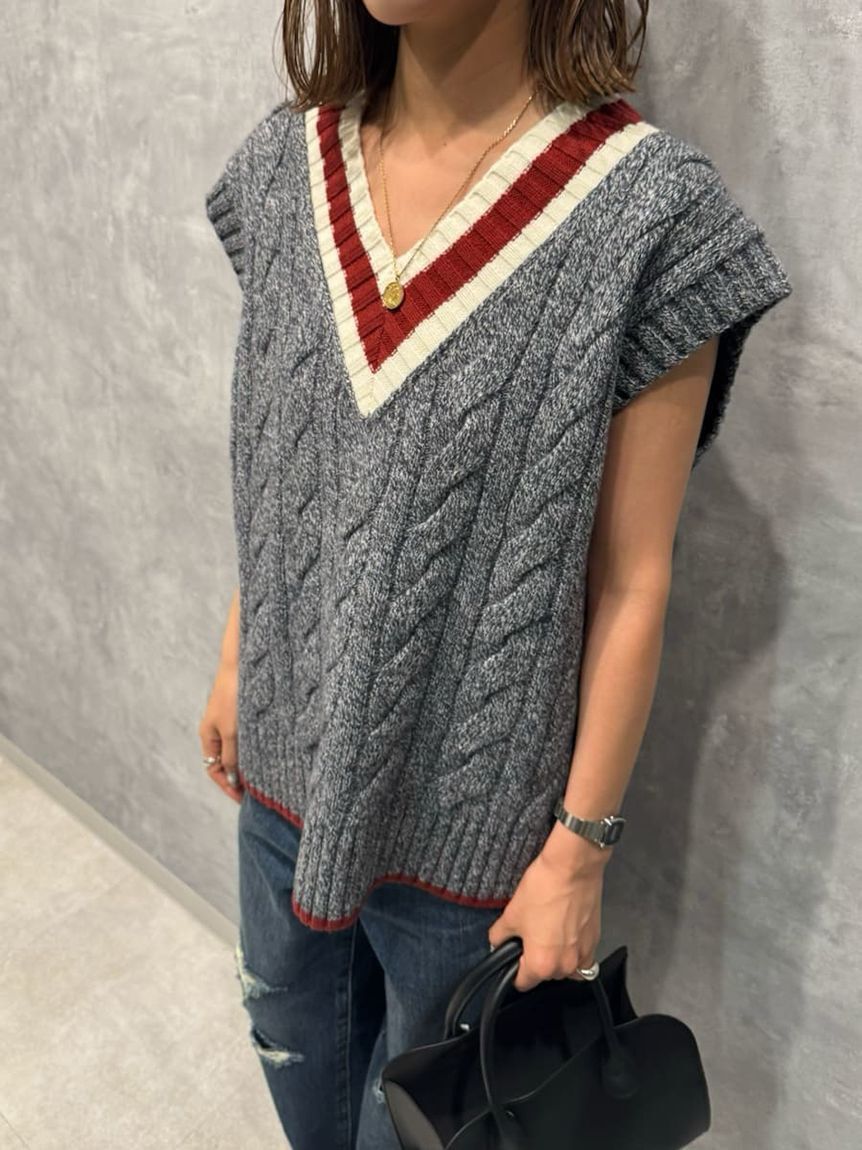 Mila Owen「チルデンニットベスト」|ダウンベスト・ベスト|GRY