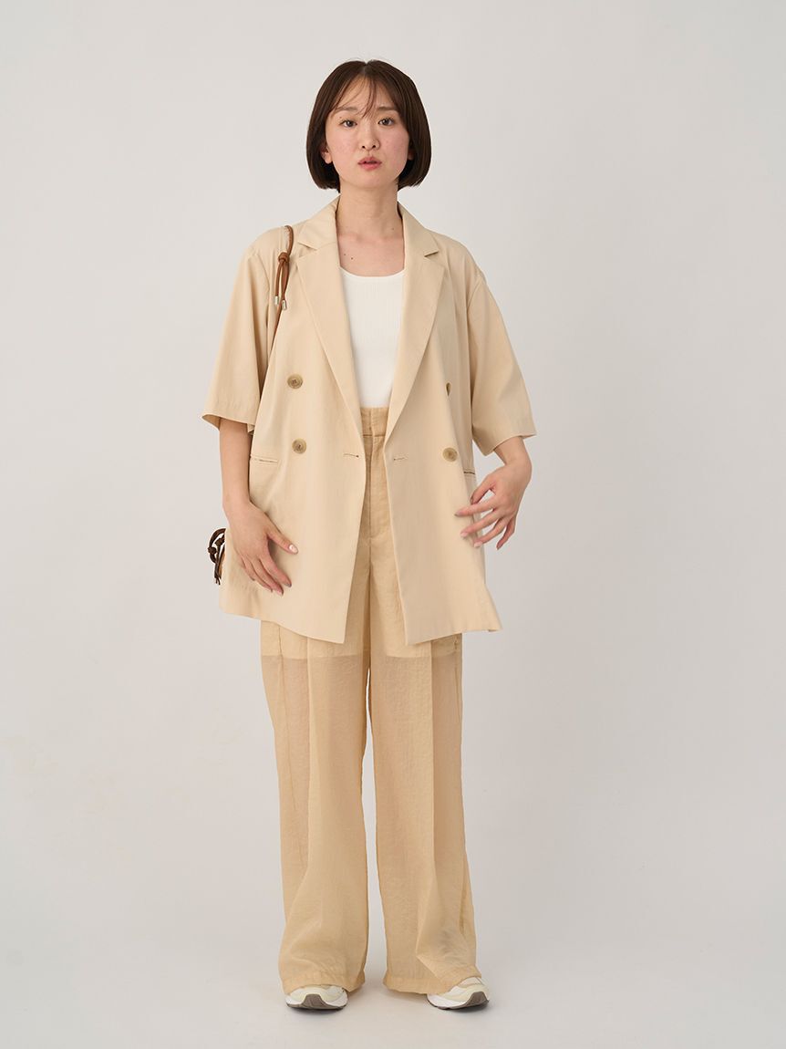 emmi atelier「シアーワイドタックパンツ」|チノ|