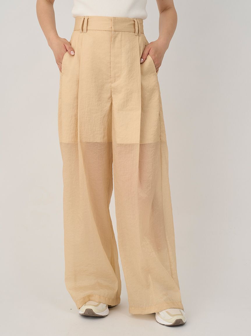 emmi atelier「シアーワイドタックパンツ」|チノ|