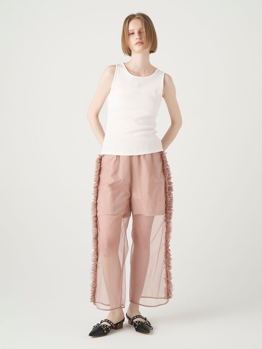 FURFUR「チュールフリルレイヤードパンツ」|チノ|
