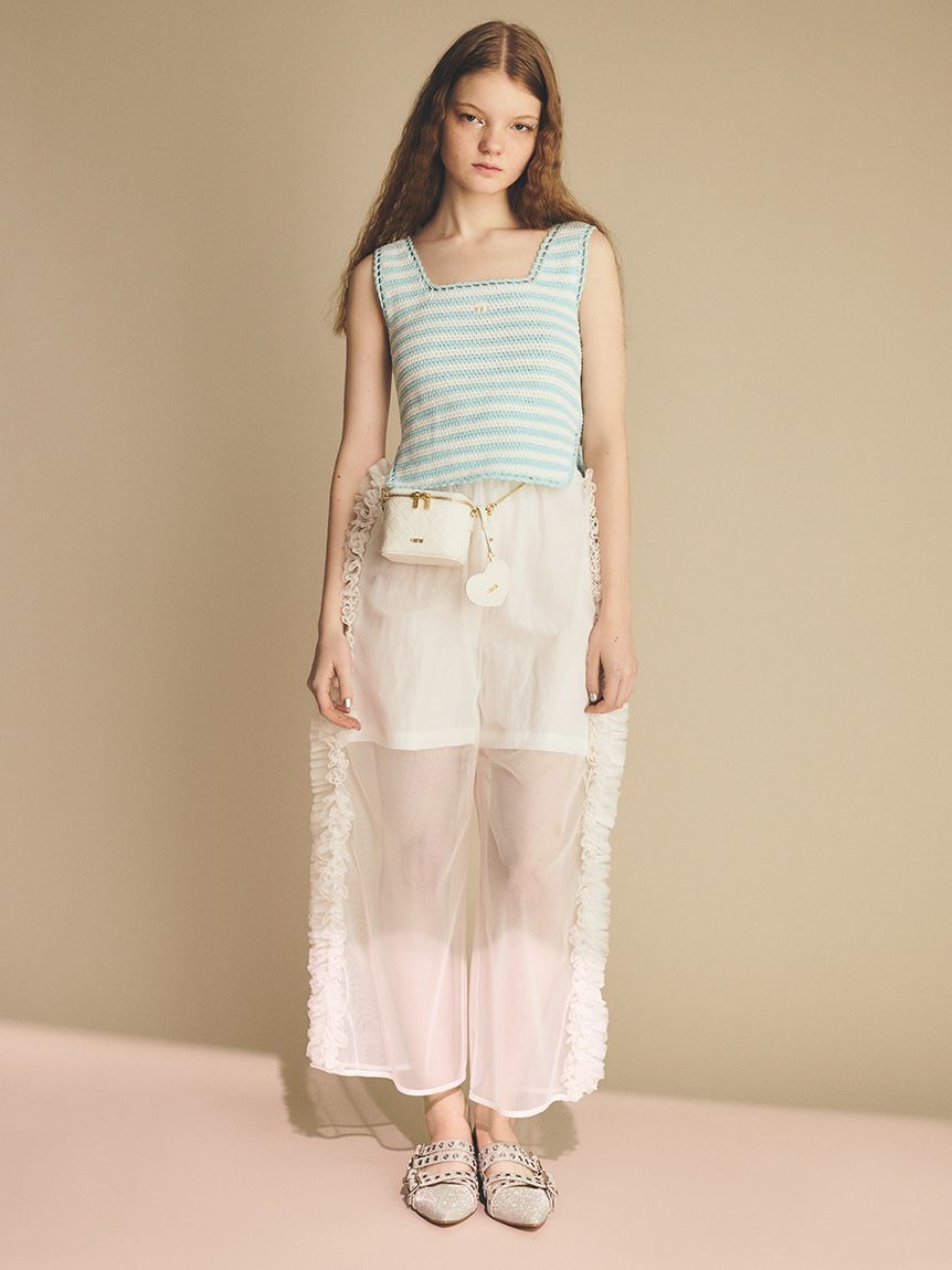 FURFUR「チュールフリルレイヤードパンツ」|チノ|