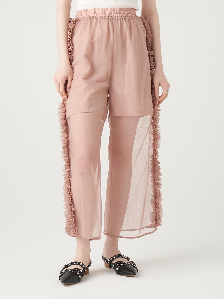 FURFUR「チュールフリルレイヤードパンツ」|チノ|PNK